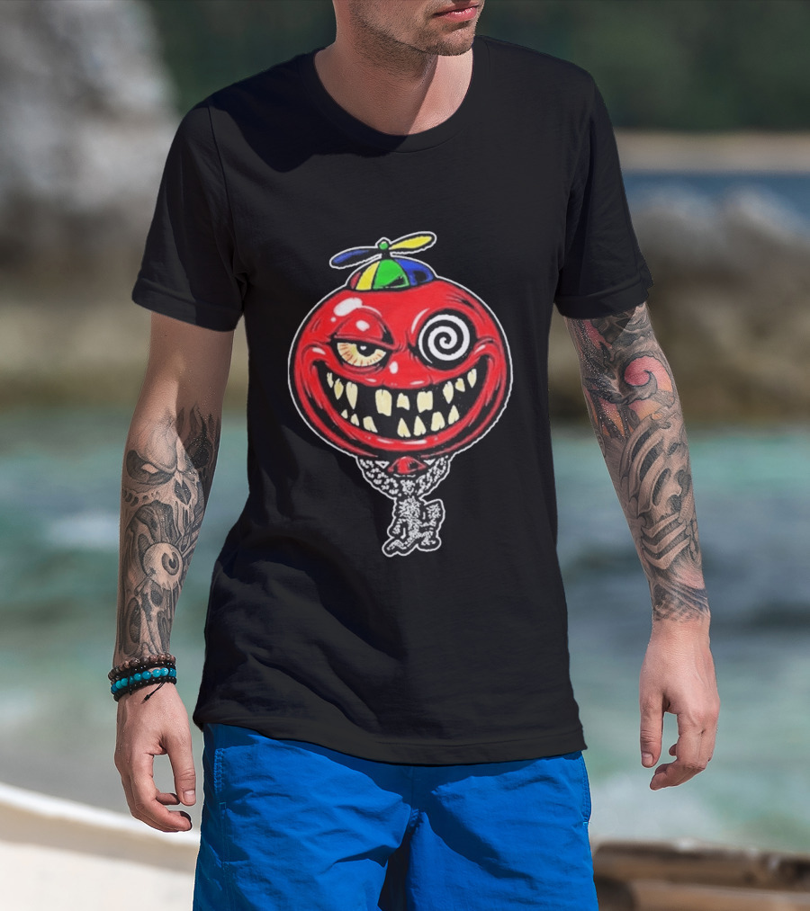 Insane Clown Posse Wakko The Kidd Bizerker 187 Spiral Eyed Grinning Face Balloon With Propeller Hat T-Shirt