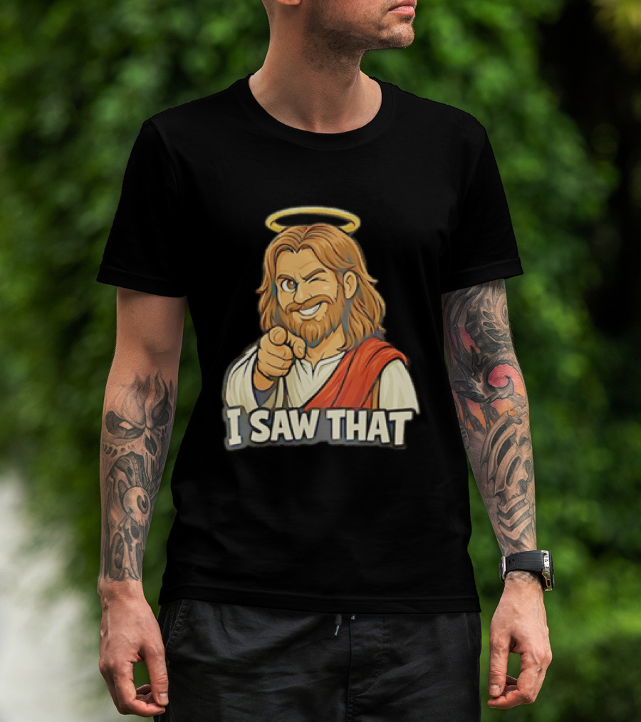 Jesus Winking Pointing I Saw That Halo Robe T-Shirt