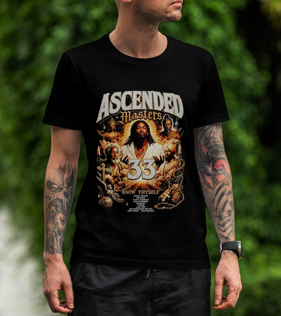 Ascended Masters 33 Jesus Christ Buddha Saint Germain Know Thyself Spiritual Enlightenment Vision T-Shirt