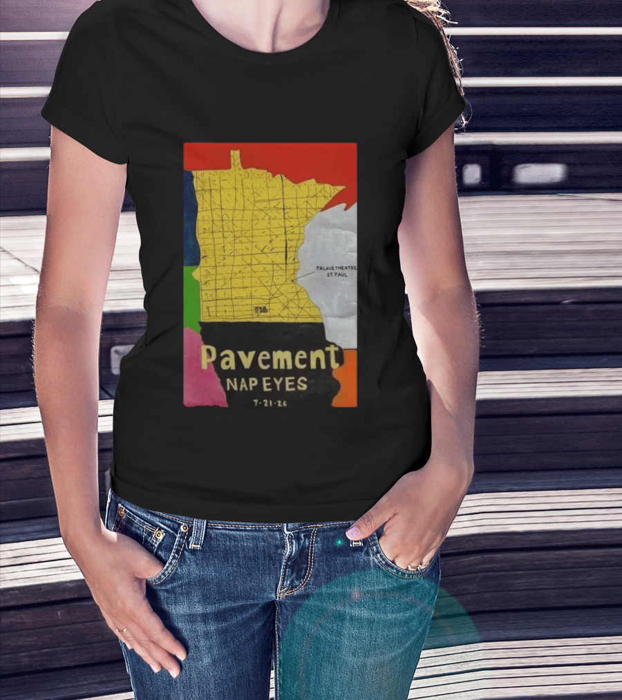 Pavement Nap Eyes Palace Theatre St Paul July 21 2026 Minnesota Map T-Shirt
