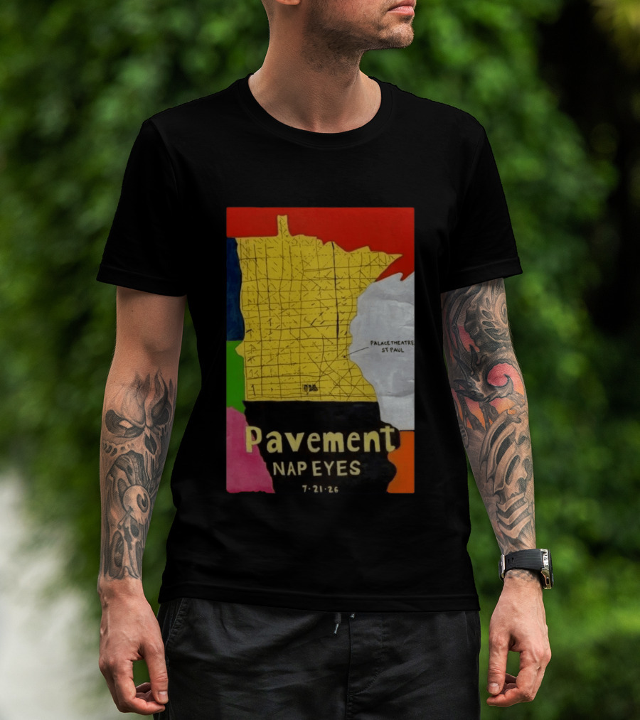Pavement Nap Eyes Palace Theatre St Paul July 21 2026 Minnesota Map T-Shirt