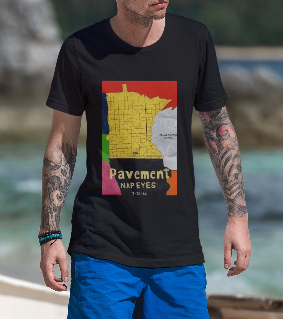Pavement Nap Eyes Palace Theatre St Paul July 21 2026 Minnesota Map T-Shirt