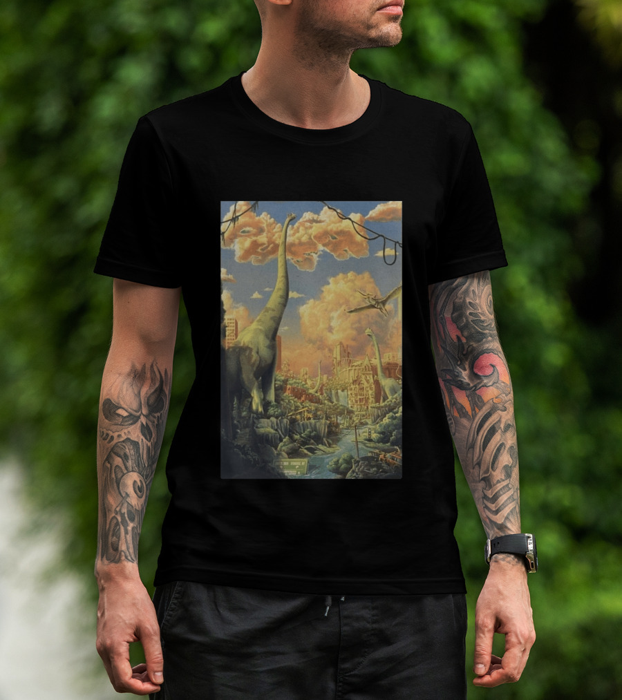 Phish July 21 2026 Syracuse New York Dinosaurs Cityscape T-Shirt