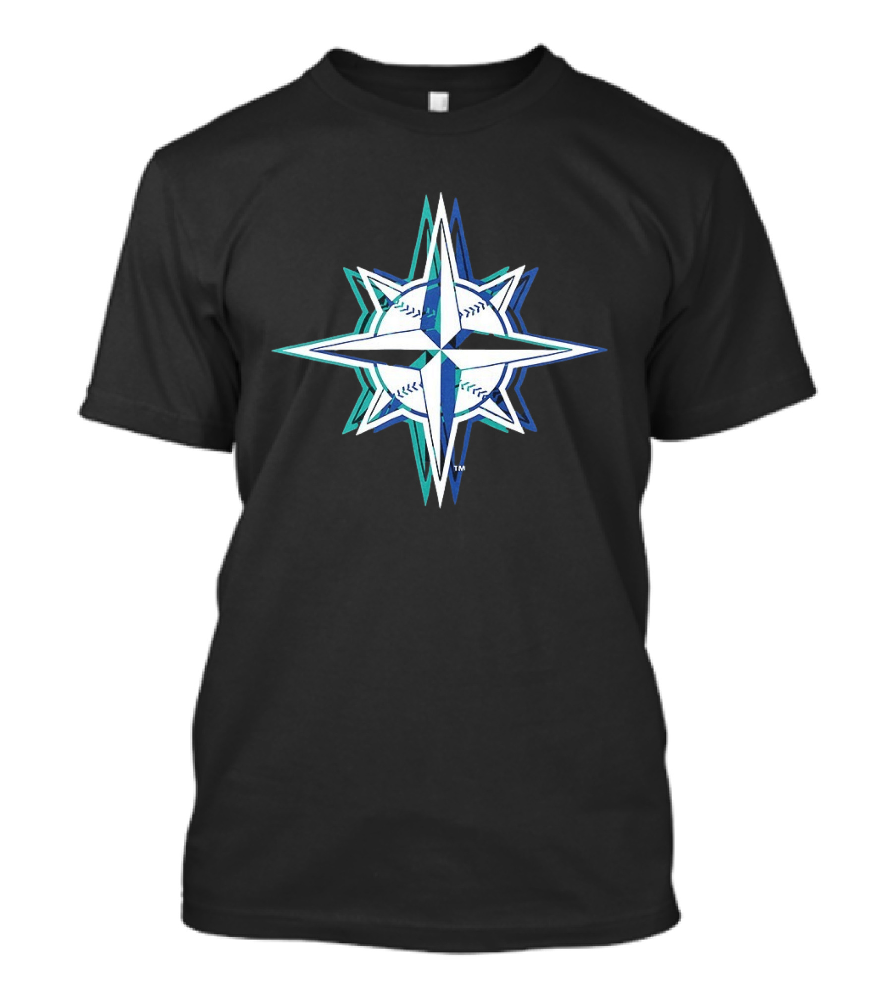 Seattle Mariners MLB 2026 Glitch Star With Baseball Seam Compass T-Shirt