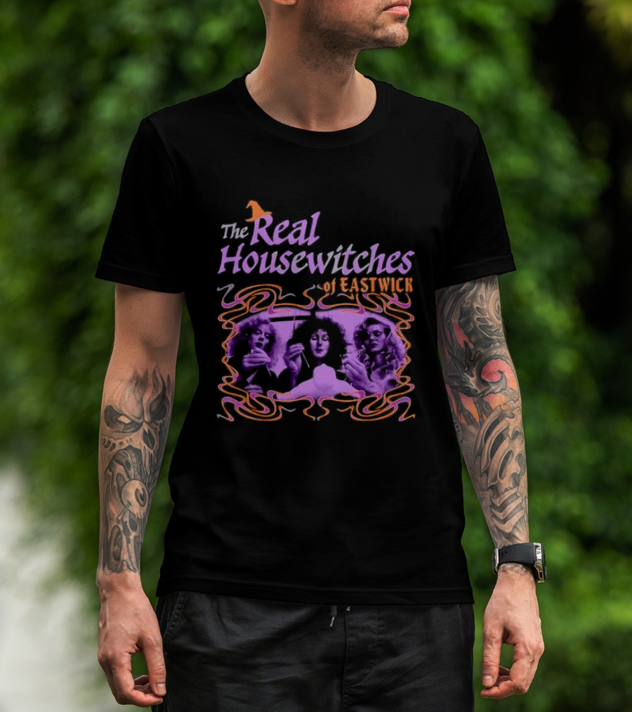 The Real Housewitches Of Eastwick Witchy Vibes Three Women Voodooing A Doll T-Shirt