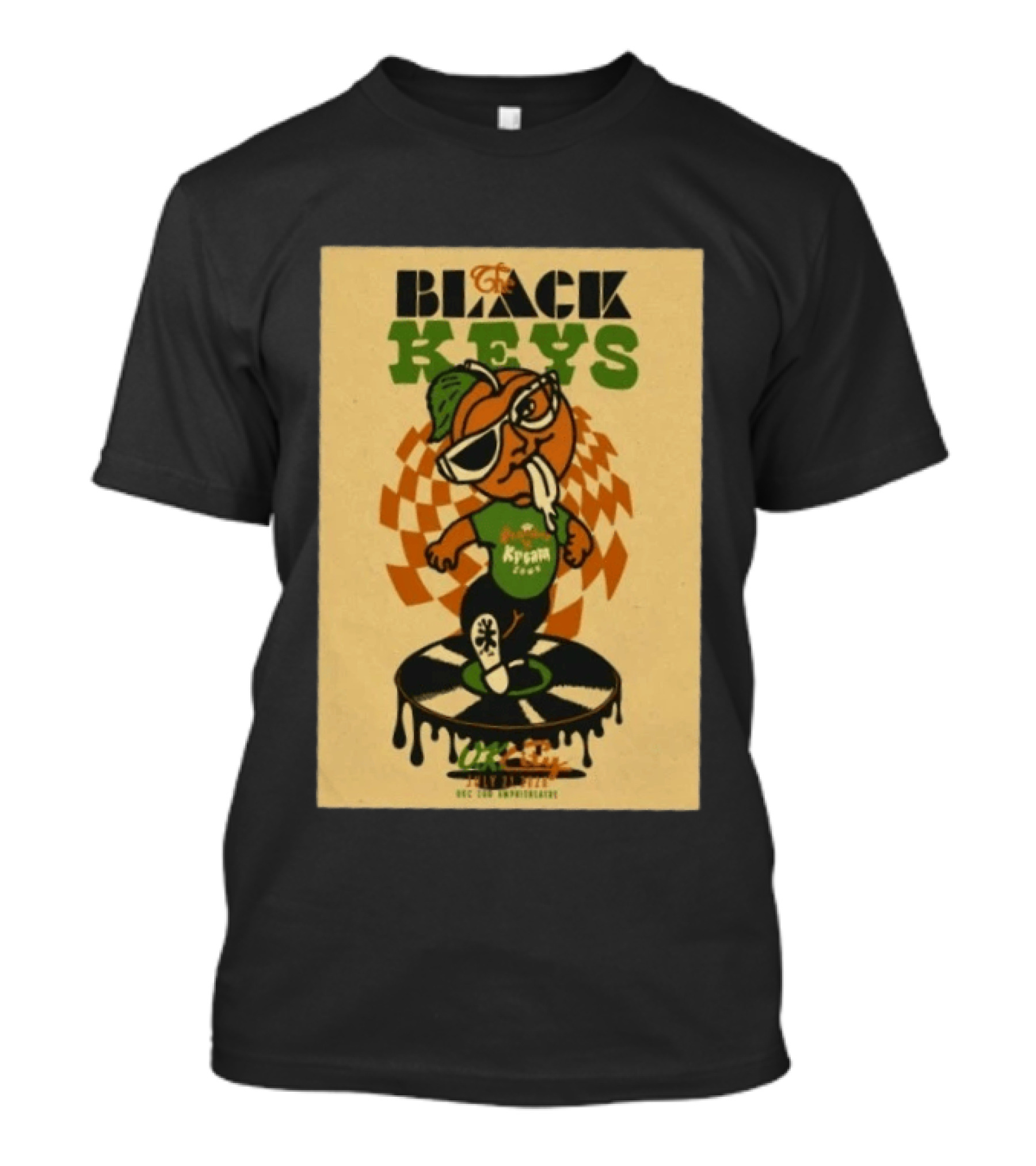 The Black Keys Oklahoma City OK July 21 2026 Checkered Record Orange Character Event T-Shirt