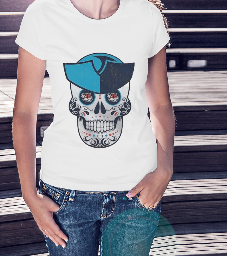 Day Of The Dead Skull Patriot Fox Sports Foxes Football T-Shirt