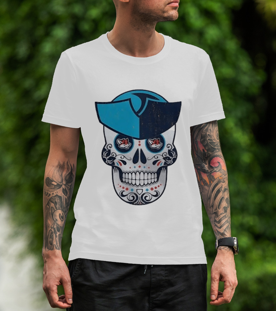 Day Of The Dead Skull Patriot Fox Sports Foxes Football T-Shirt