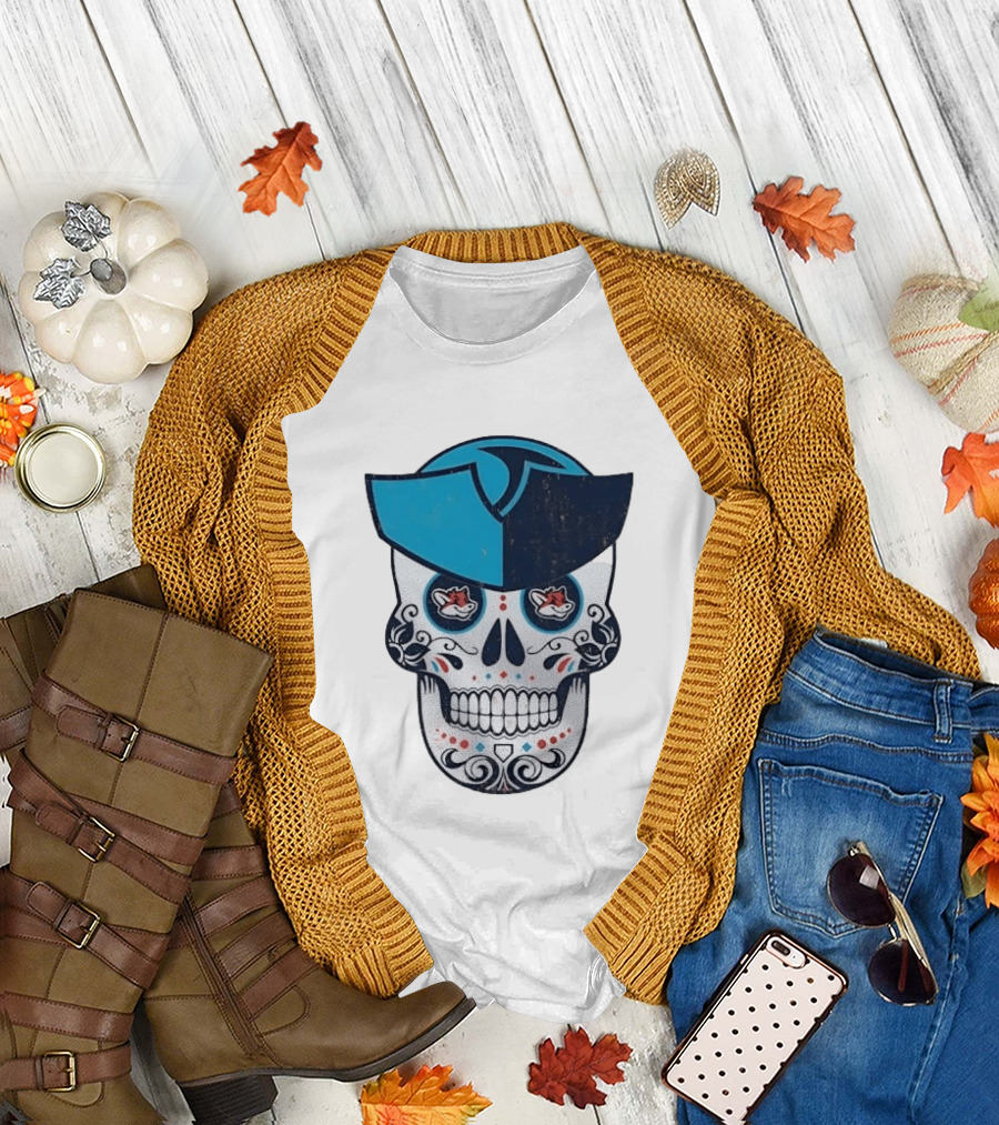 Day Of The Dead Skull Patriot Fox Sports Foxes Football T-Shirt