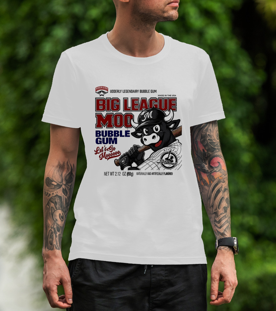 Milwaukee Milkmen Big League Moo Bubble Gum Udderly Legendary Made In USA T-Shirt