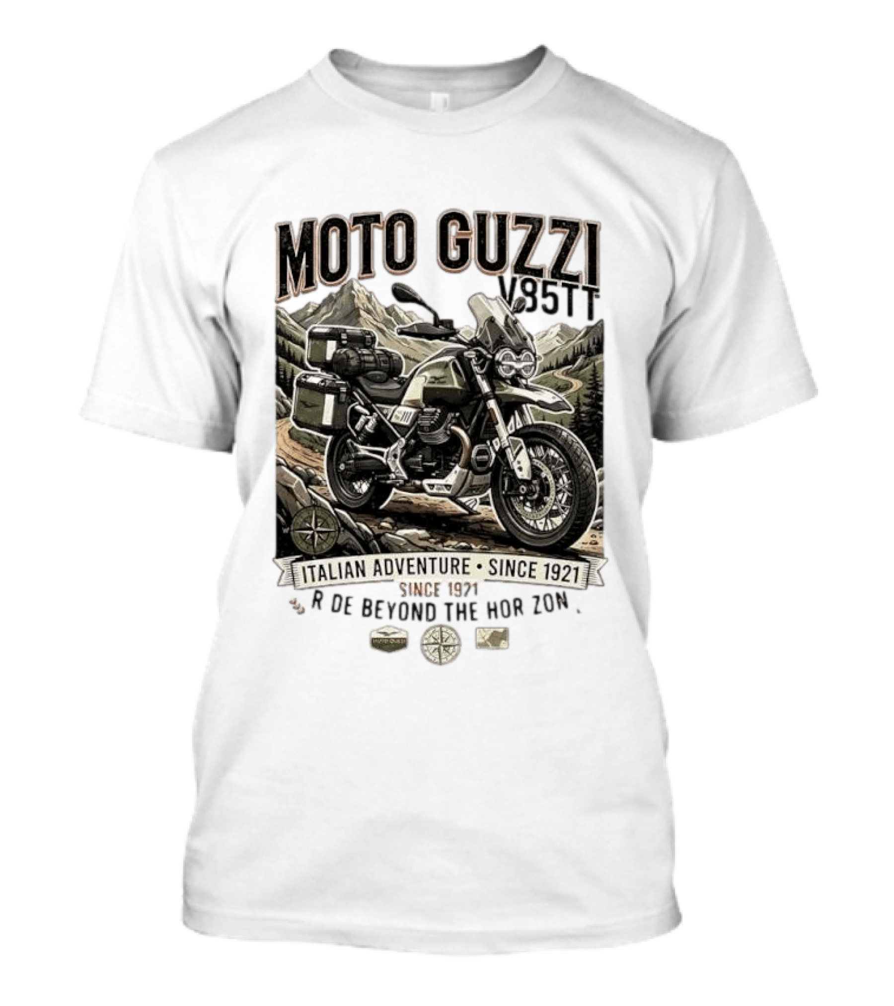 Moto Guzzi V85TT Italian Adventure Since 1921 Ride Beyond The Horizon T-Shirt