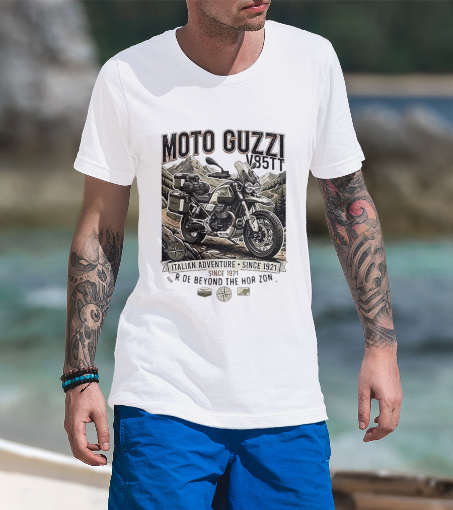 Moto Guzzi V85TT Italian Adventure Since 1921 Ride Beyond The Horizon T-Shirt
