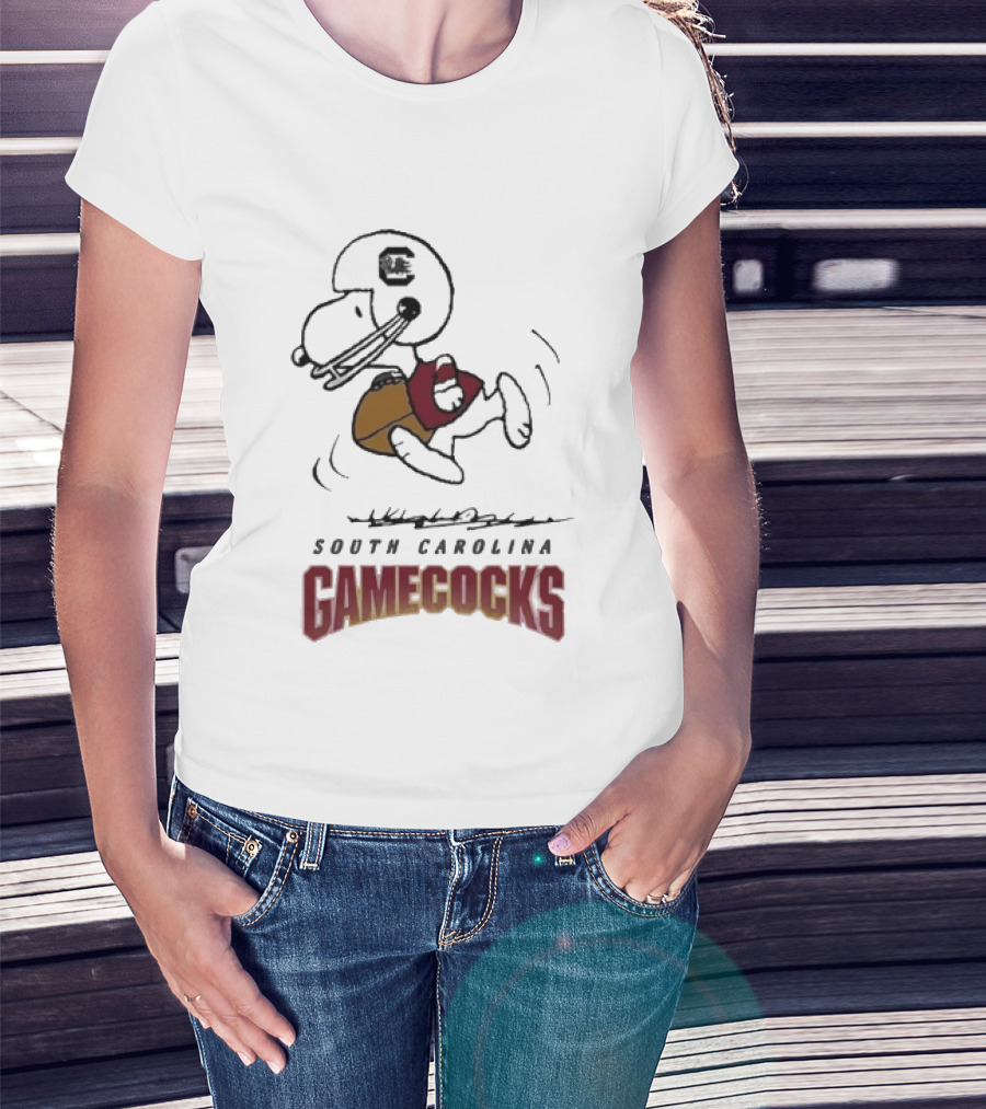 South Carolina Gamecocks Peanuts Snoopy Football T-Shirt