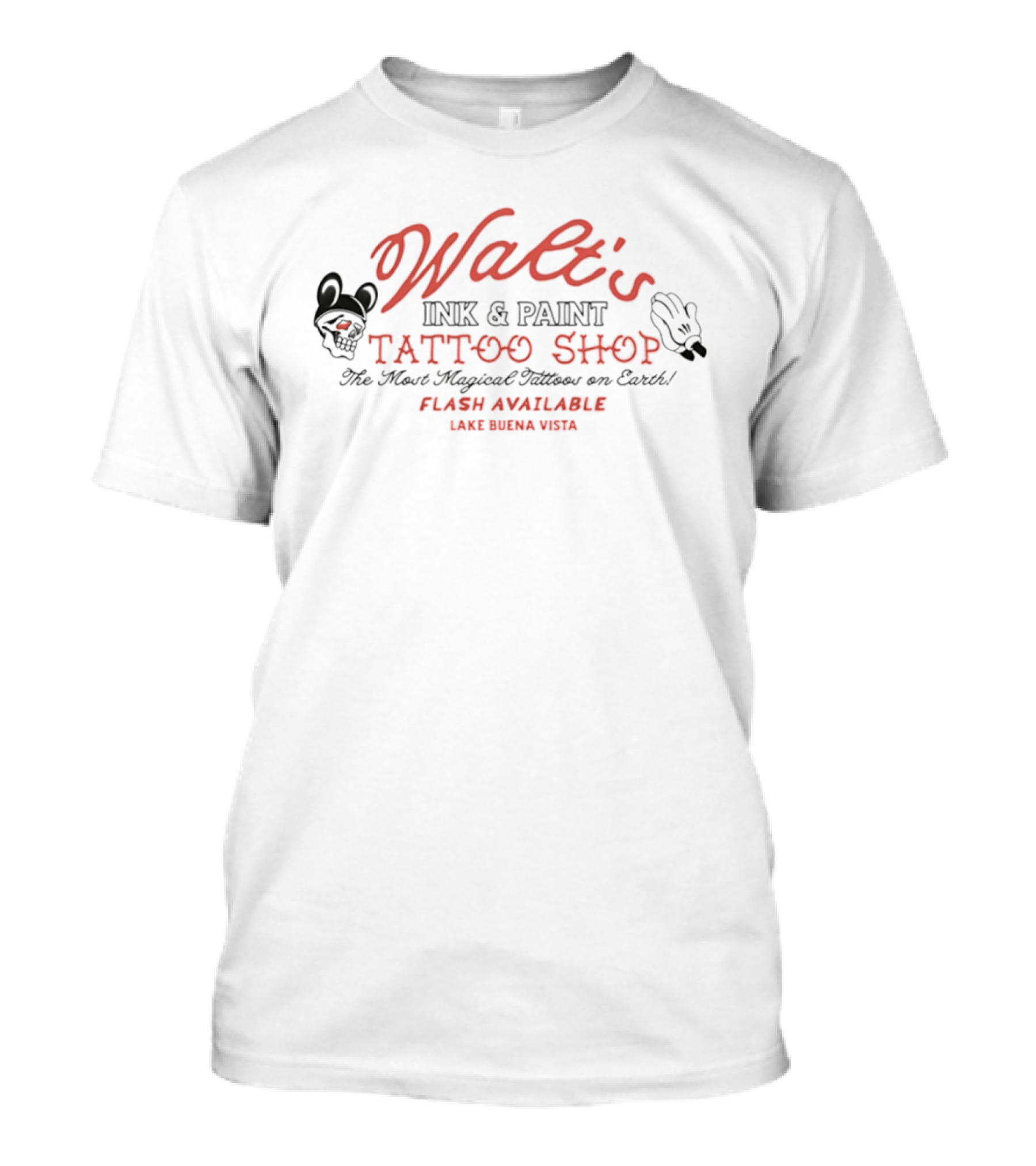 Walt's Ink & Paint Tattoo Shop The Most Magical Tattoos On Earth Flash Available Lake Buena Vista T-Shirt
