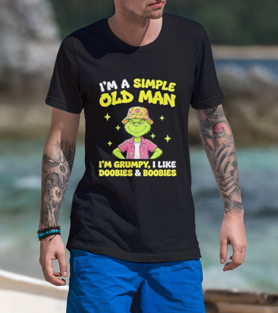 I'm A Simple Old Man Grumpy I Like Boobies Hawaiian Hat T-Shirt