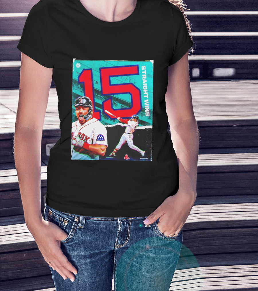 Boston Red Sox 15 Straight Wins Moose Mutual Collaboration T-Shirt