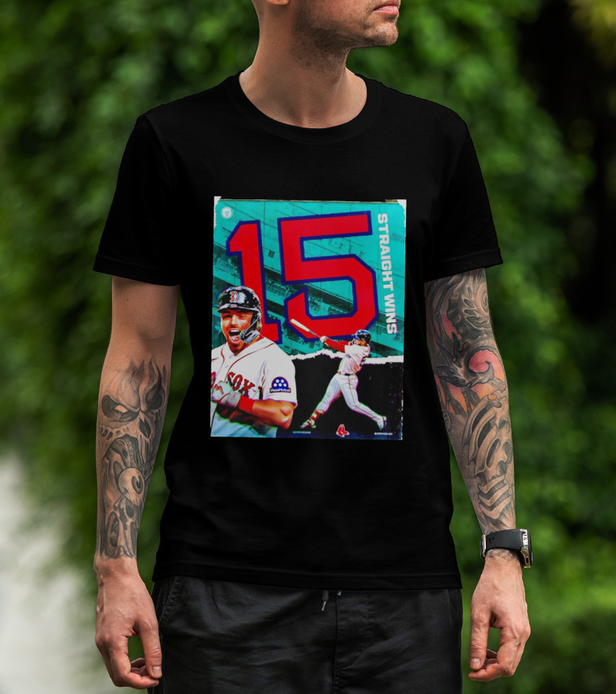 Boston Red Sox 15 Straight Wins Moose Mutual Collaboration T-Shirt