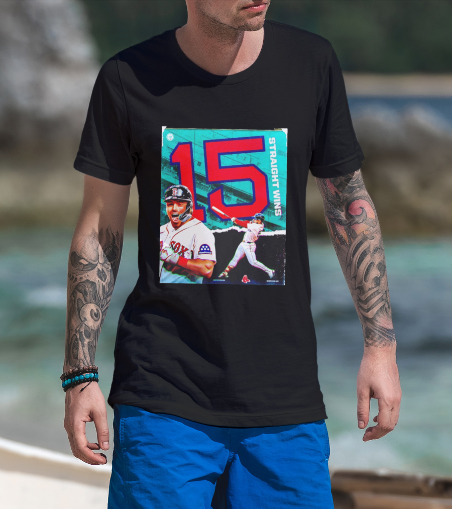 Boston Red Sox 15 Straight Wins Moose Mutual Collaboration T-Shirt