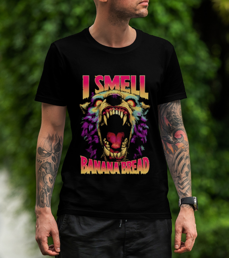 Hungry Werewolf I Smell Banana Bread Colorful Roaring Beast T-Shirt