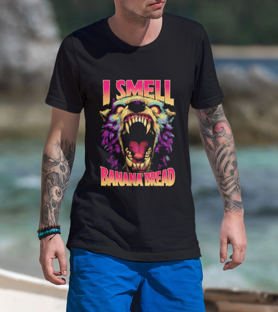 Hungry Werewolf I Smell Banana Bread Colorful Roaring Beast T-Shirt