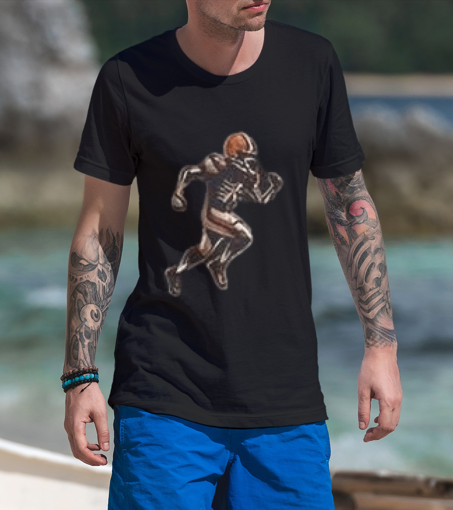 Cleveland Browns Skeleton Football Fan Spirit Runs In My Blood T-Shirt