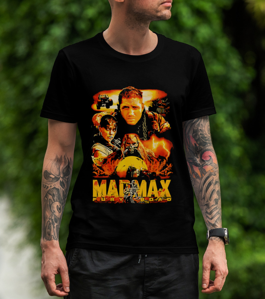 Mad Max Fury Road Characters Illustrated In Bold Orange Tones T-Shirt