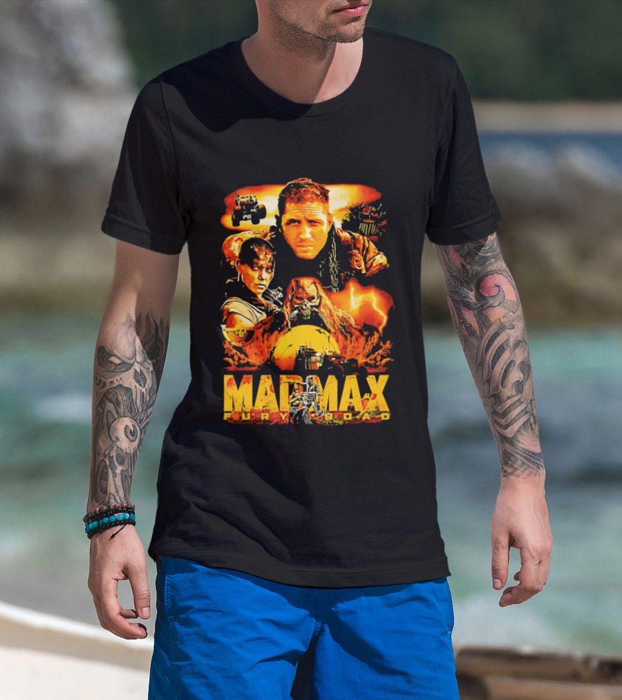 Mad Max Fury Road Characters Illustrated In Bold Orange Tones T-Shirt