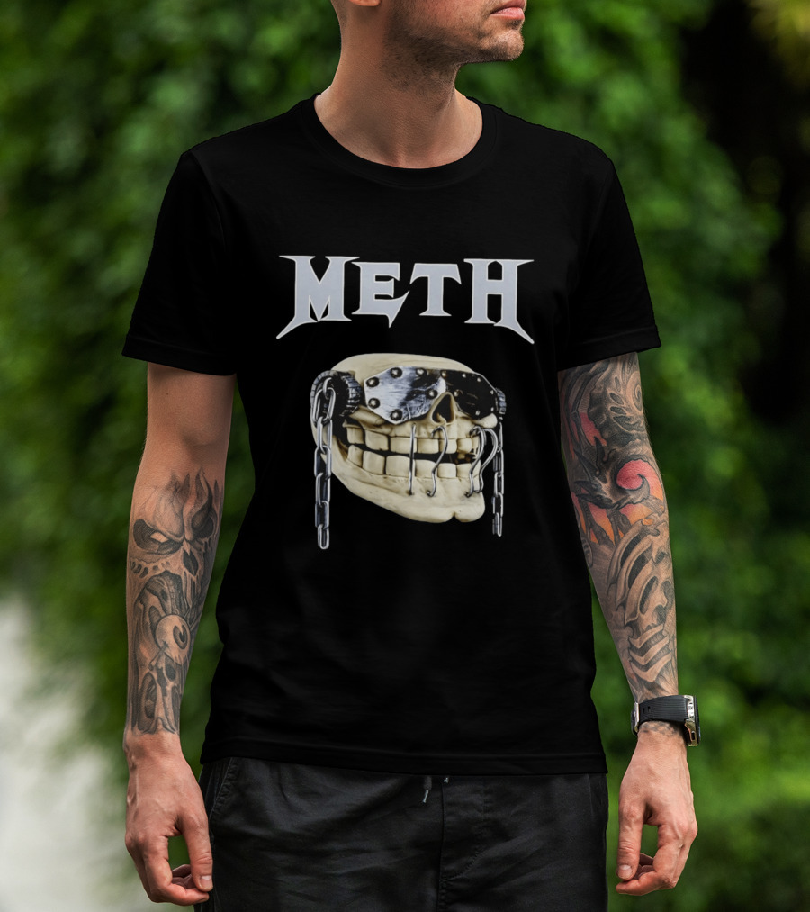 Meth Skull Metal Goggles Chains T-Shirt