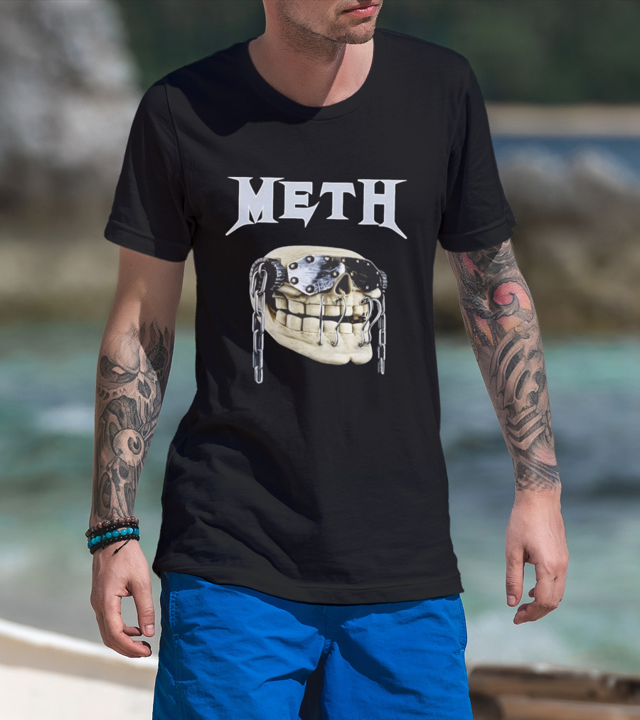 Meth Skull Metal Goggles Chains T-Shirt