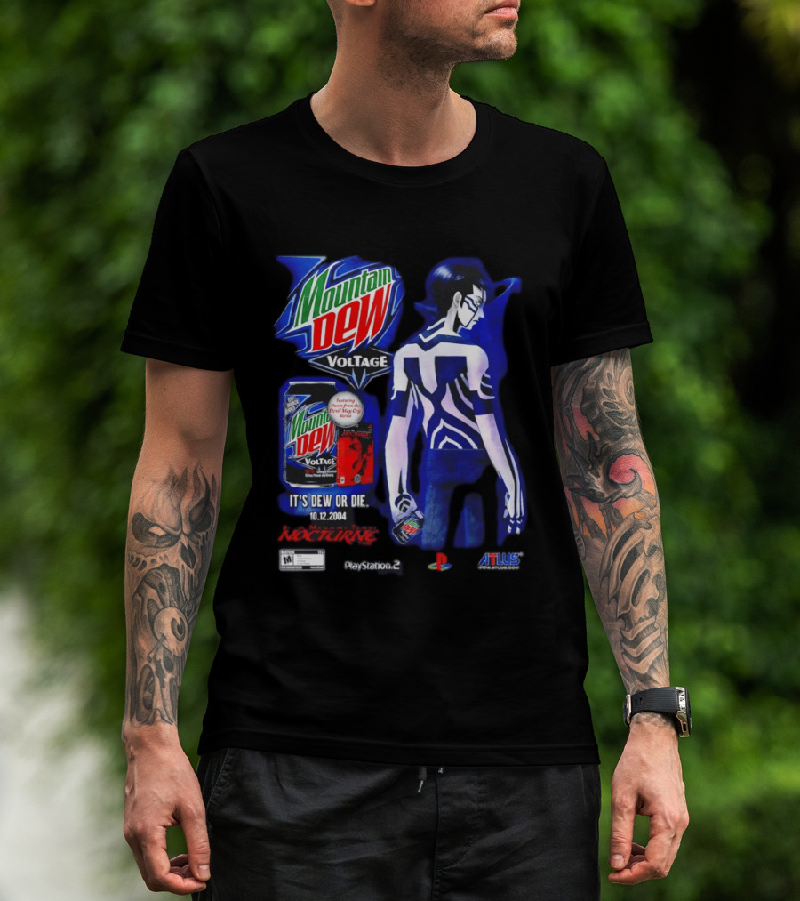 Mountain Dew Voltage Nocturne Devil May Cry Featuring Dante It's Dew Or Die 10.12.2004 PlayStation 2 Atlus T-Shirt