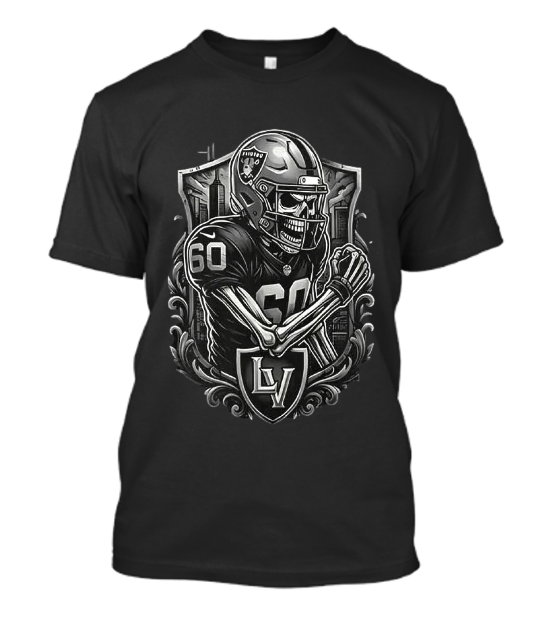Las Vegas Raiders Skeleton Football Spirit Runs In My Blood T-Shirt