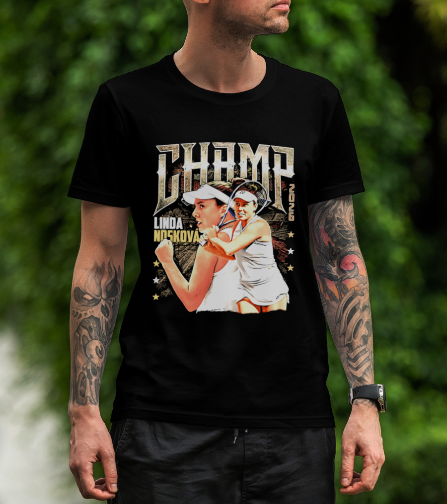 Linda Noskova Wimbledon 2026 Champ Bold Tennis Celebration T-Shirt