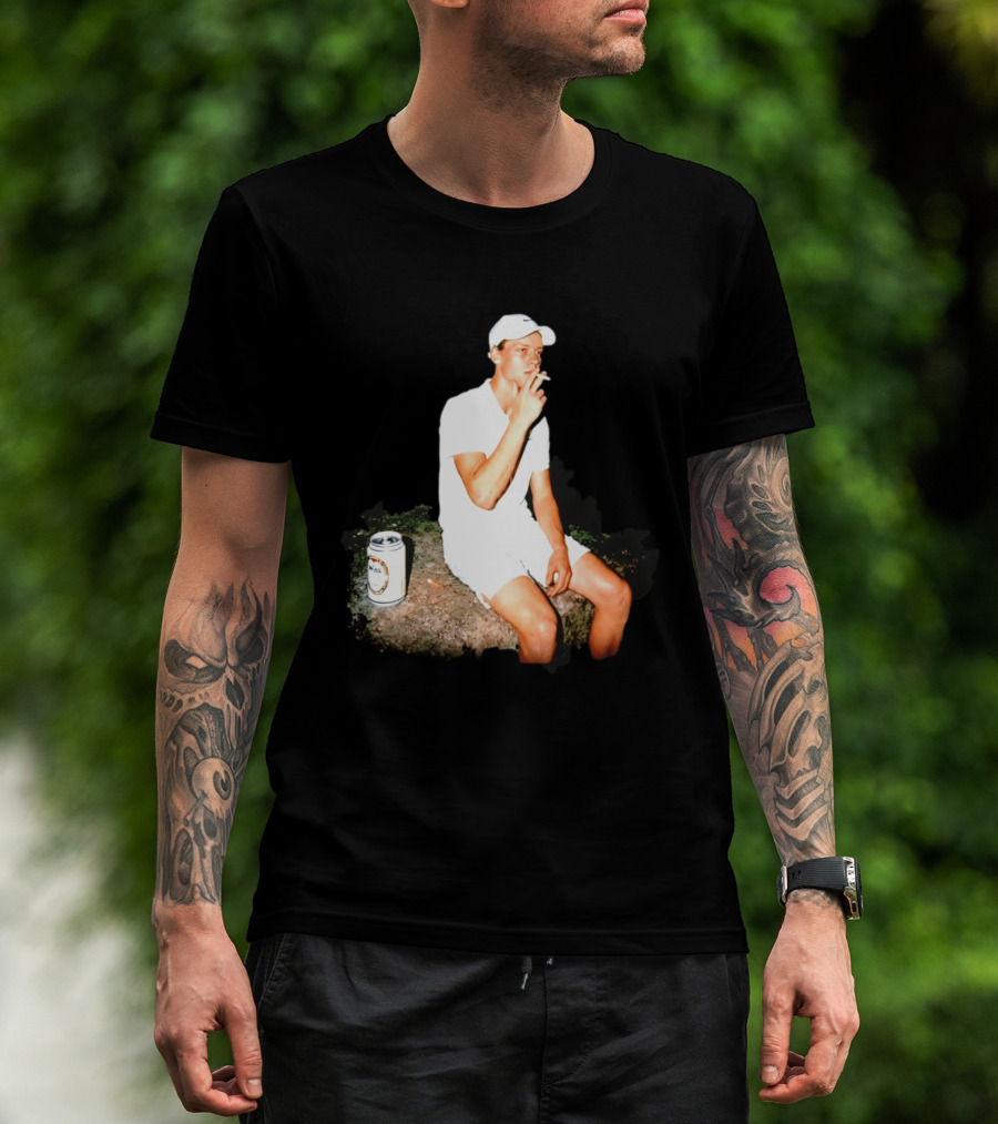 Wimbledon 2026 Men's Singles Italy Jannik Sinner Smoking With Beer T-Shirt