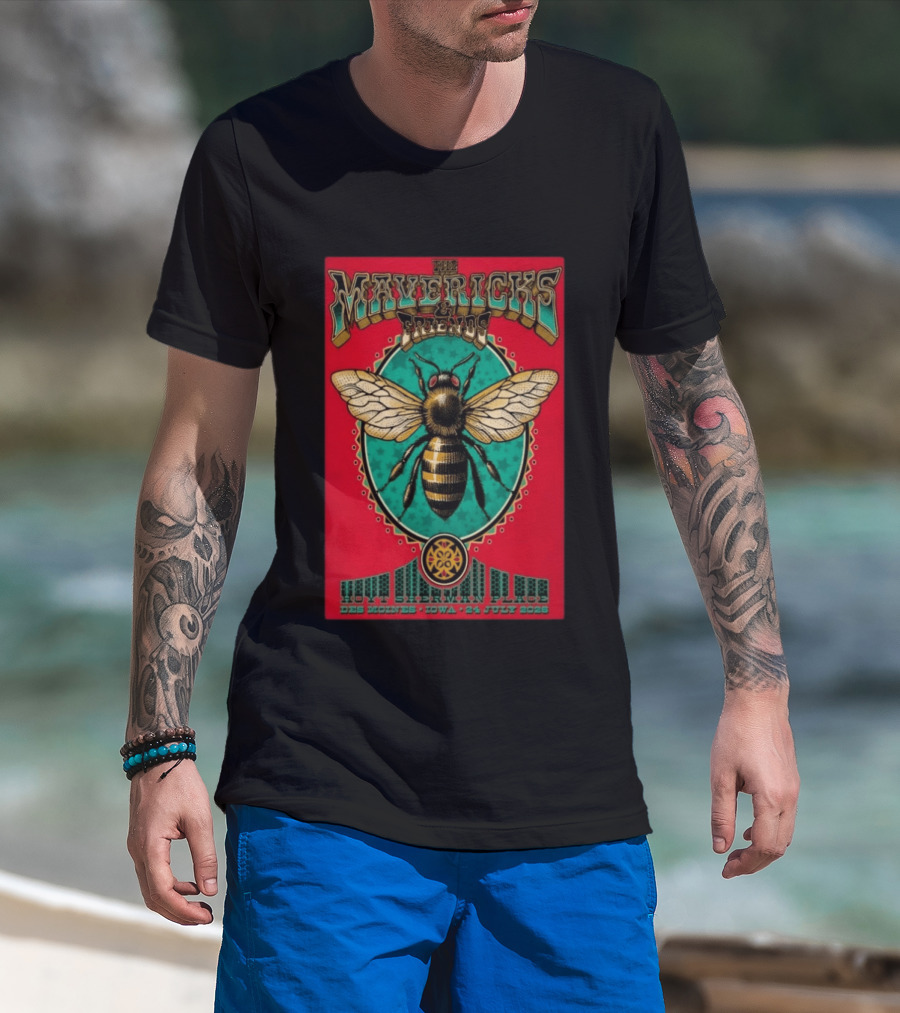 The Mavericks And Friends Hoyt Sherman Place Des Moines Iowa July 24 2026 Vintage Concert With Bee Image T-Shirt