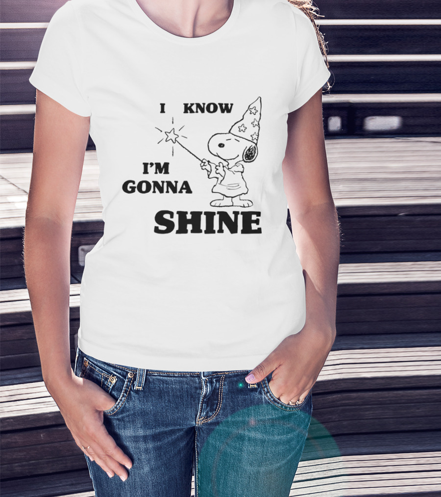 Snoopy Wizard I Know I'm Gonna Shine Magic Wand Stars T-Shirt