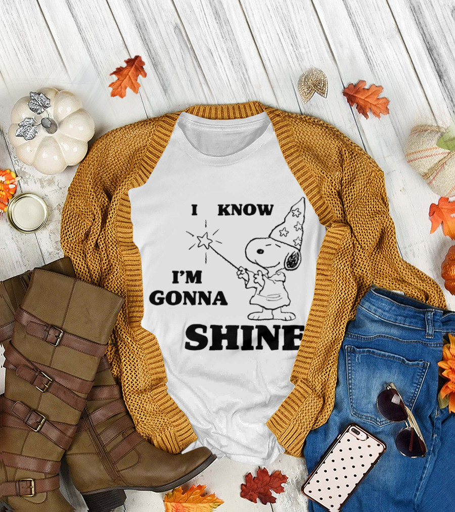 Snoopy Wizard I Know I'm Gonna Shine Magic Wand Stars T-Shirt
