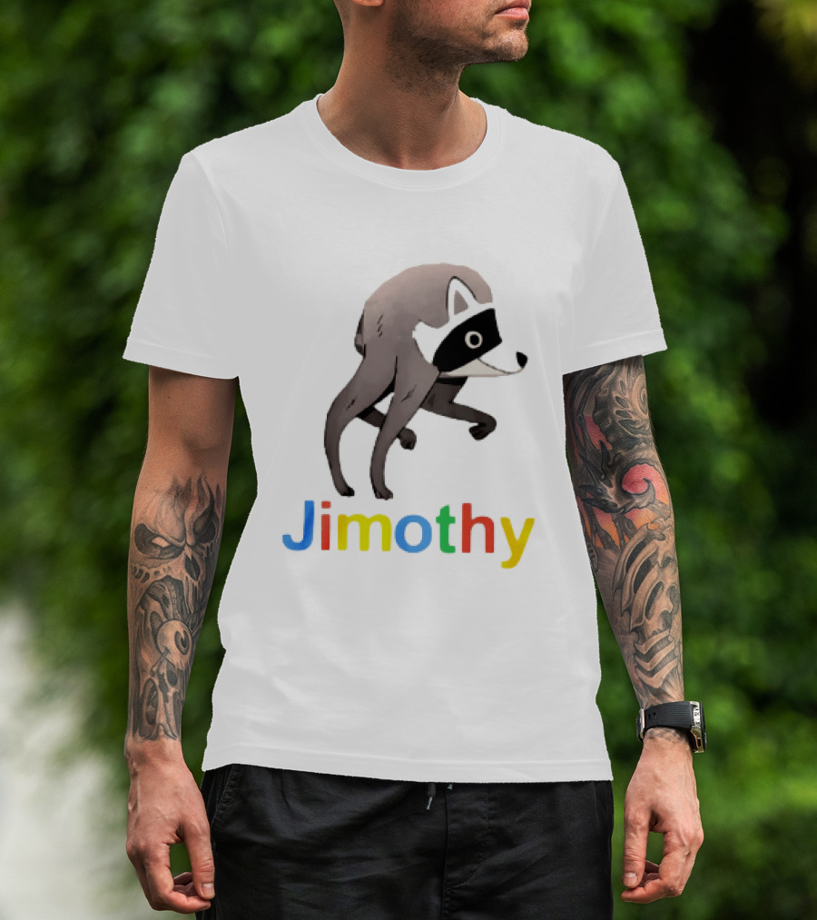 Jimothy The Raccoon Colorful Letters T-Shirt