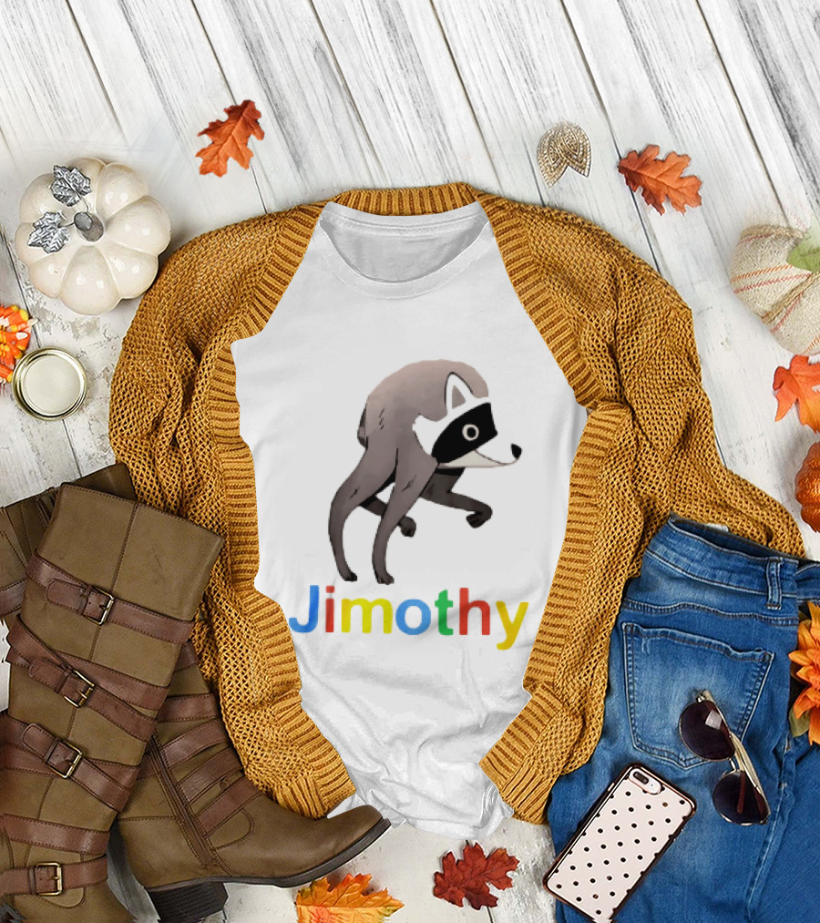 Jimothy The Raccoon Colorful Letters T-Shirt