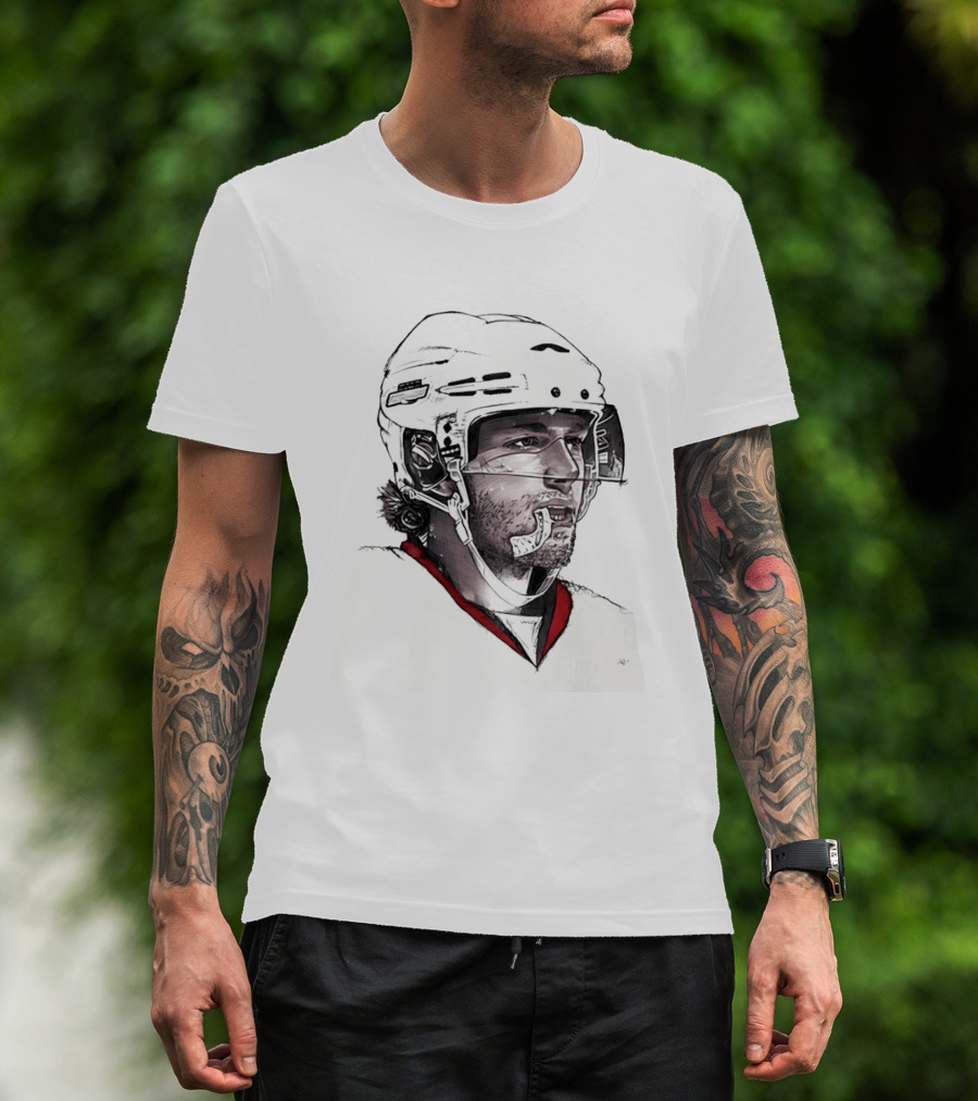 Patrick Kane Chicago Blackhawks 88 Hockey Helmet Sketch T-Shirt
