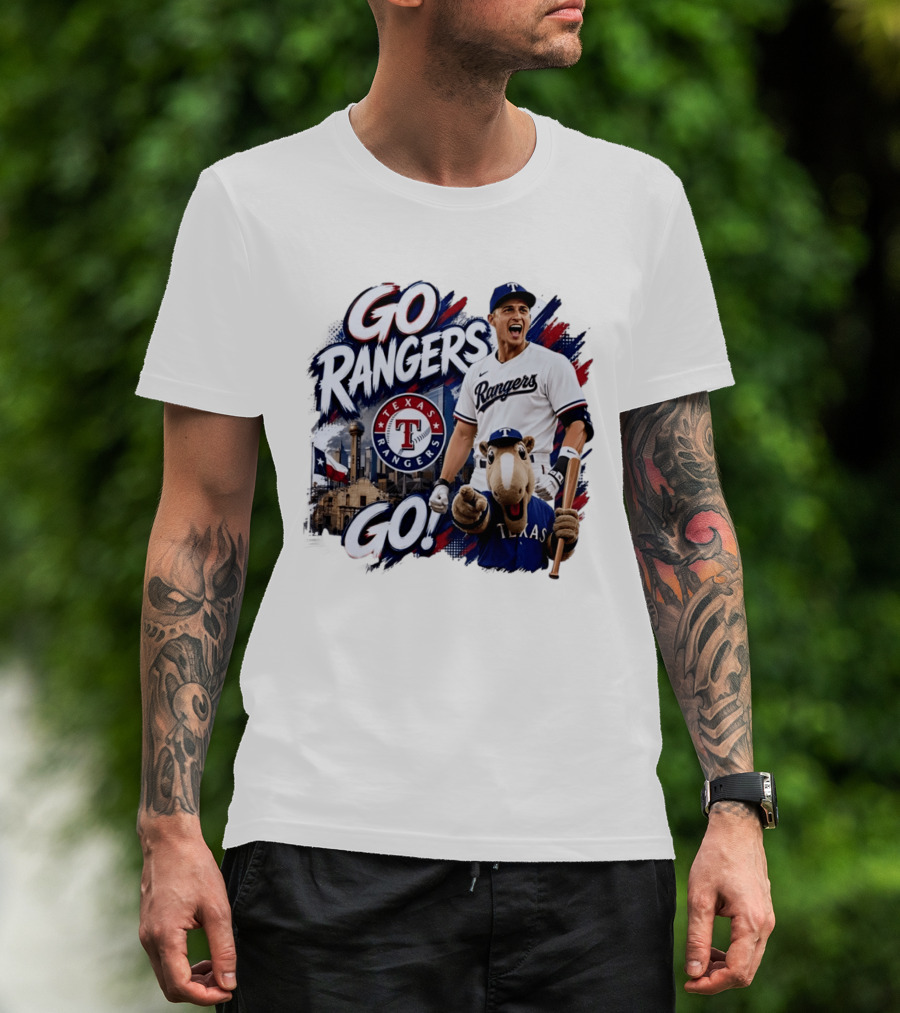 Go Rangers Texas Rangers Baseball Team Spirit Celebration T-Shirt