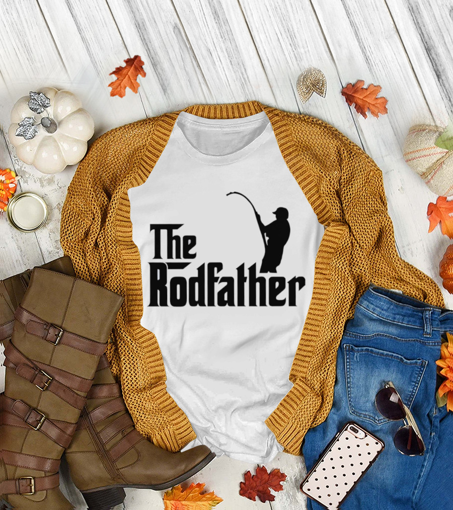 The Rodfather Fishing Parody Text And Image T-Shirt