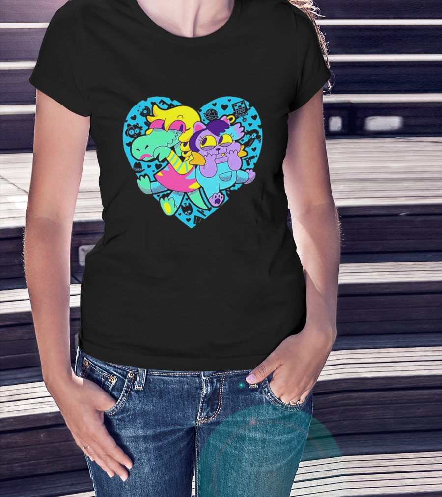 Alphys Mew Mew Heart Art Colorful Character Pair T-Shirt
