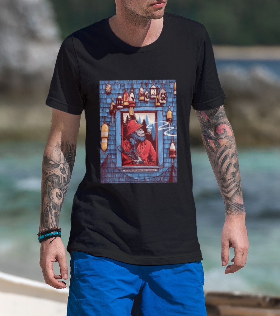 Billy Strings Portland ME 2026 Night 1 July 24 Event By Dan Dippel At Cross Insurance Arena Featuring Lobster Fisherman Monkey T-Shirt