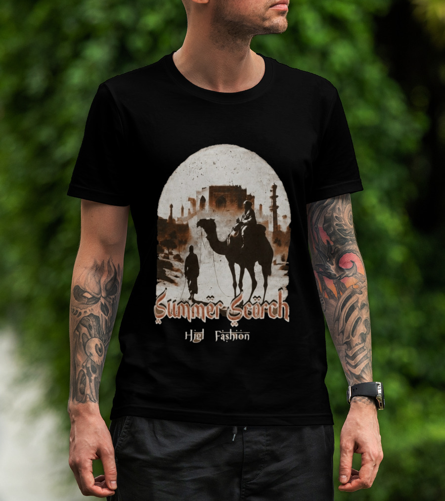 Summer Scorch High Fashion Camel Caravan Desert Scene T-Shirt