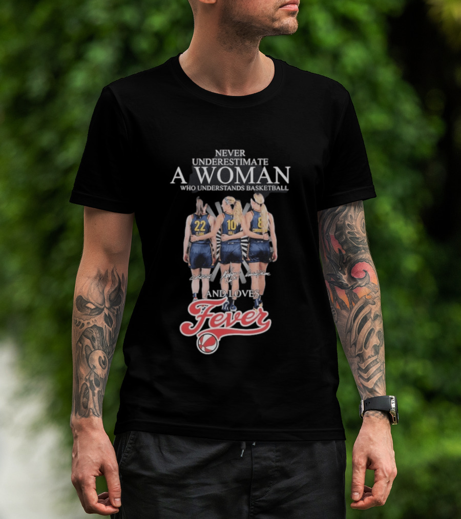 Never Underestimate A Woman Who Understands Basketball And Loves Fever Caitlin Clark Lexie Hull Sophie Cunningham T-Shirt