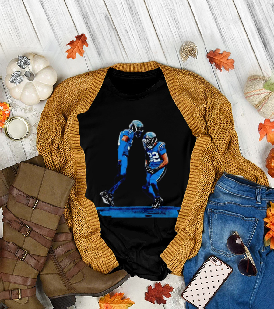 Carolina Panthers Blue Uniforms Players Celebrating Football Team Victory T-Shirt