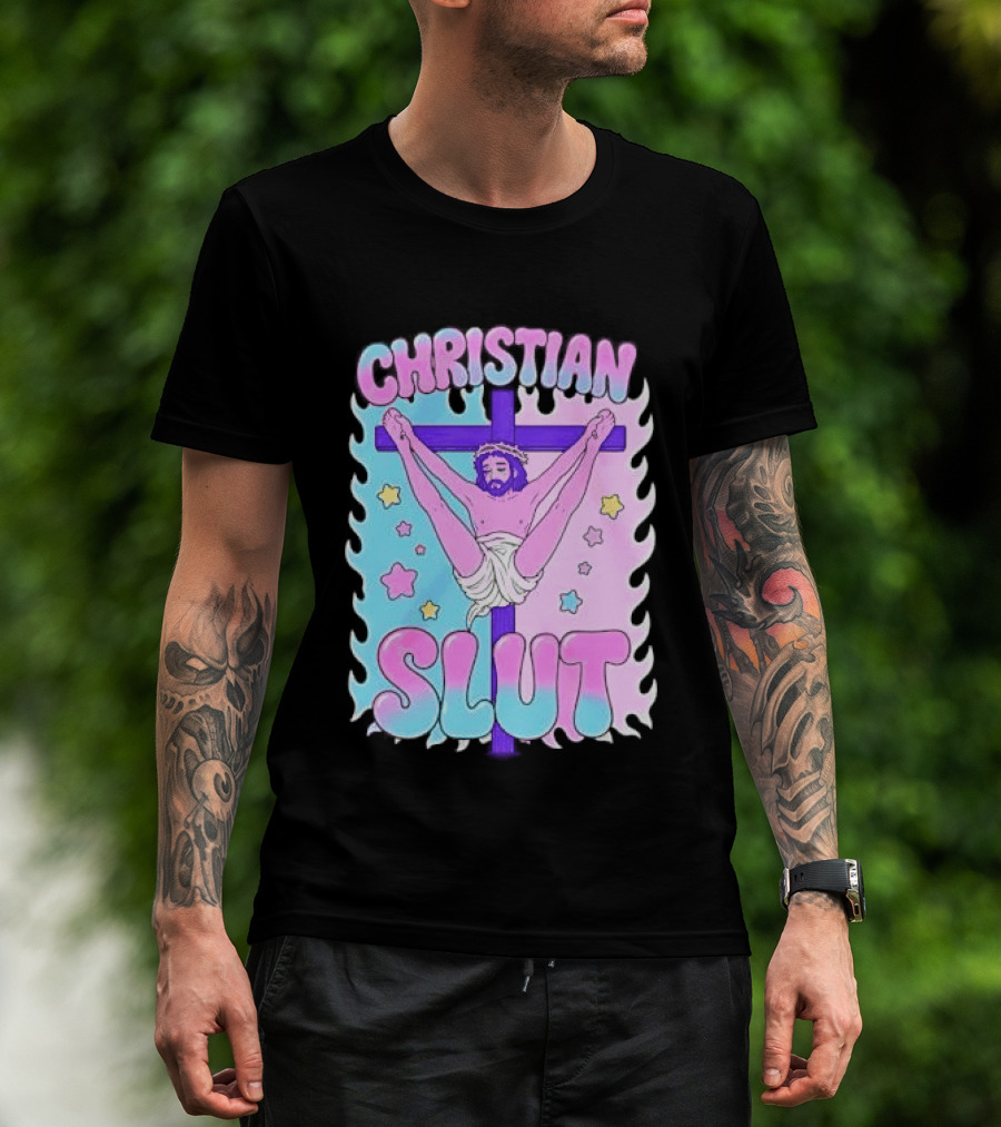 Christian Slut Teen Hearts Jesus Splits Meme T-Shirt