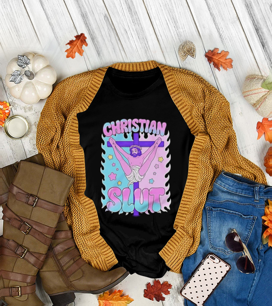 Christian Slut Teen Hearts Jesus Splits Meme T-Shirt
