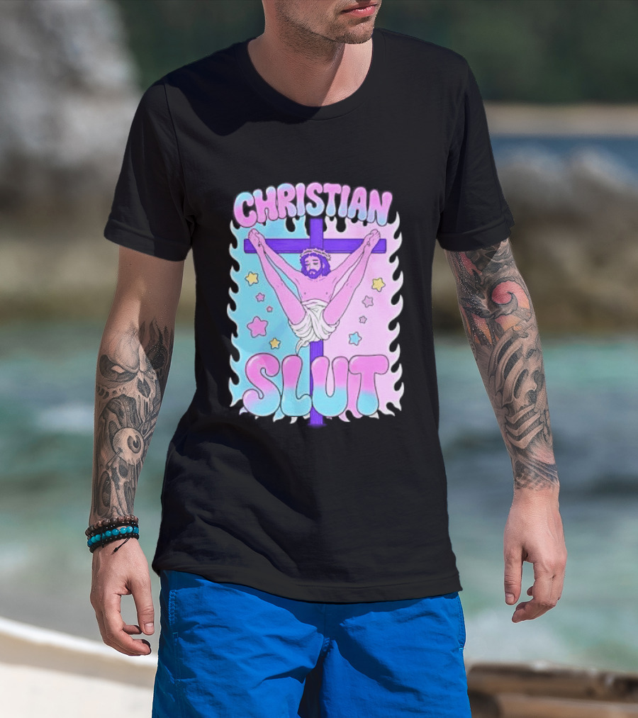 Christian Slut Teen Hearts Jesus Splits Meme T-Shirt