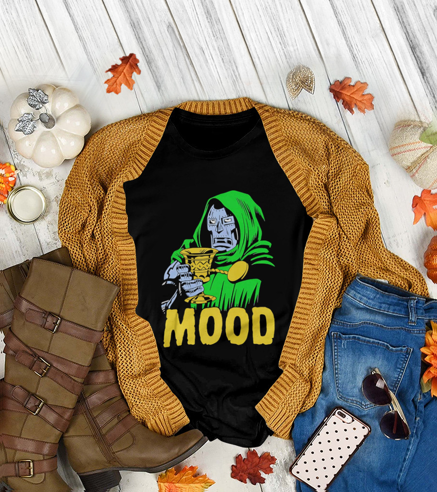 Doom Mood Green Cloaked Character Holding Goblet T-Shirt